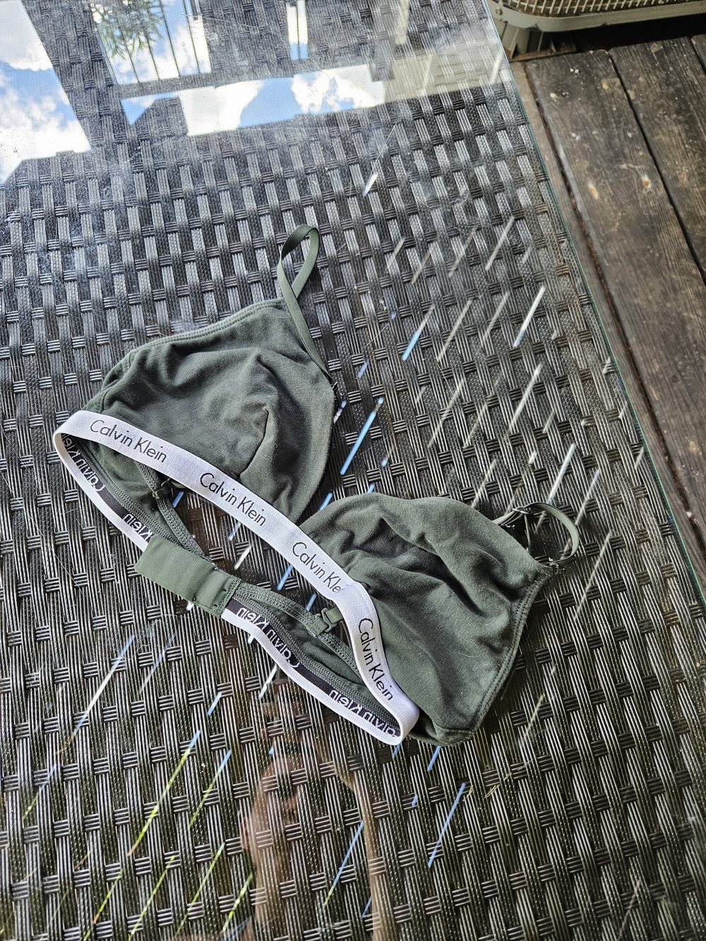 Calvin Klein Olive Bralette with Logo Elastic